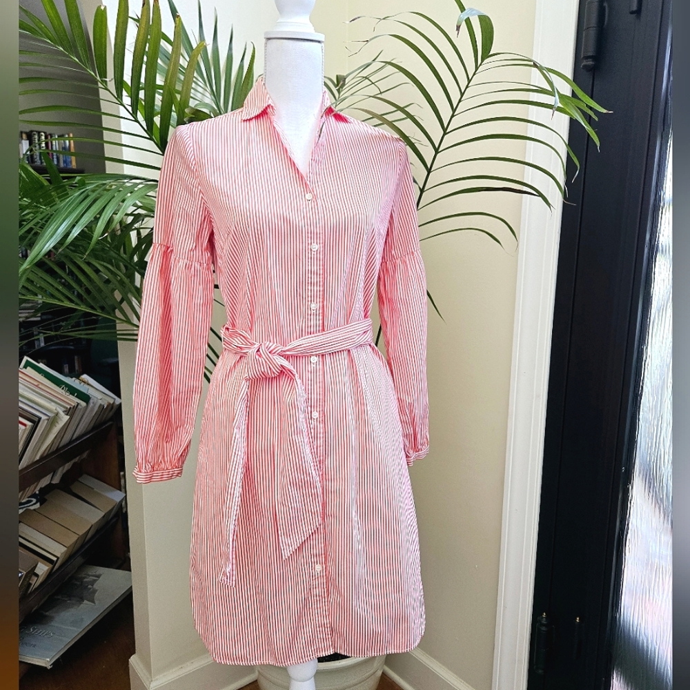 Striped Long Sleeve Pink Shirt Dress NWOT